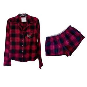 Abercrombie & Fitch Plaid Pajamas Set 100% Cotton Red & Black Size XS/Small